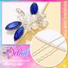 Heread Blue Crystal Bride Wedding Hair Pins Silver Pearl Bridal Hair Pieces Rhinestones Bridesmaid Hair Accessories for Women and GirlsPack of 3) view 4
