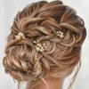 Heread Pearl Bride Wedding Hair Pins Crystal Bridal Headpiece Hair Accessories for Women and Girls Pack of 3 (Gold) view 1