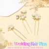 Heread Pearl Bride Wedding Hair Pins Crystal Bridal Headpiece Hair Accessories for Women and Girls Pack of 3 (Gold) view 2