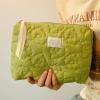 Surblue Coquette Makeup Bag Cute Kawaii Cosmetic Bag Aesthetic Floral Makeup Pouch Stuff Travel Toiletry Bags for Women Girls, Green view 3