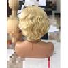 13x4 Blonde Lace Front Wig 613 Virgin Human Hair Short Wavy Bob Wigs Wave Style Pixie Cut for Women 150% Density 8 inches view 2
