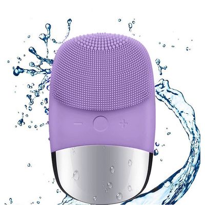 MEGAN Facial Cleansing Brush,USB Rechargeble Electric Silicone Face Scrubber,IPX7 Waterproof Sonic Facial Massager, 3 in 1 face Brush for Deep Cleanning, Blackhead Remover, Exfoliating. (Purple)