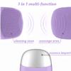 MEGAN Facial Cleansing Brush,USB Rechargeble Electric Silicone Face Scrubber,IPX7 Waterproof Sonic Facial Massager, 3 in 1 face Brush for Deep Cleanning, Blackhead Remover, Exfoliating. (Purple) view 4