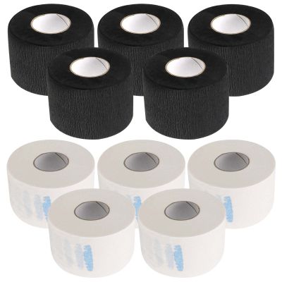 TAICHEUT 10 Rolls Disposable Barber Paper Neck Strips, 1000 Strips Professional Stretchy Paper Neck Band, Protector Stretchy Strips Cutting Accessories for Hair Cut, Beauty Salon, Black and White