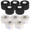 TAICHEUT 10 Rolls Disposable Barber Paper Neck Strips, 1000 Strips Professional Stretchy Paper Neck Band, Protector Stretchy Strips Cutting Accessories for Hair Cut, Beauty Salon, Black and White view 1