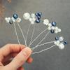Heread Blue Pearl Bride Wedding Hair Pins Silver Crystal Bridal Hair Pieces Hair Clips Accessories for Women and GirlsPack of 4) view 2