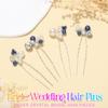 Heread Blue Pearl Bride Wedding Hair Pins Silver Crystal Bridal Hair Pieces Hair Clips Accessories for Women and GirlsPack of 4) view 3