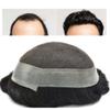Mens Toupee Swiss Lace Thin Skin Around Men Hairpieces Natural Black Human Hair Replacement System for Men (2# Darkest Brown, 7X9" WXL 120% Medium Density) view 1