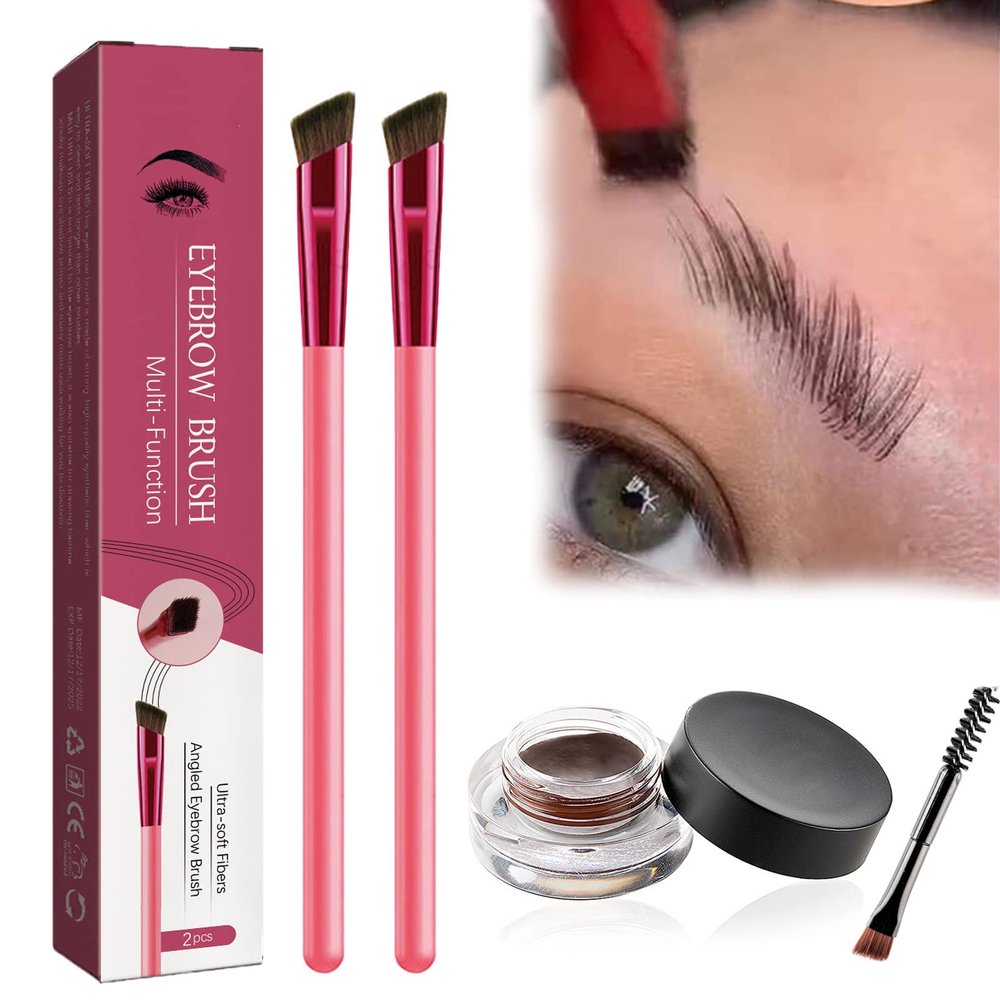 4D Hair Stroke Brow Stamp Brush, Eyebrow Hair Stroke Brush, 4D Hair Stroke Ultra-Thin Brow Brush, Anjoize Eyebrow Pen, Realistic Hair Stroke Eyebrow Brush (dark brown)
