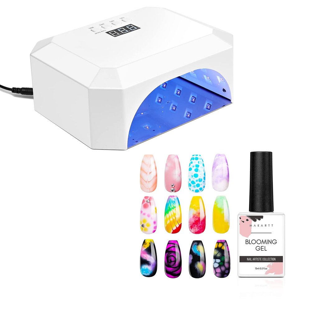 Makartt Clear Blooming Gel 15ml UV LED Soak Off Nail Art Polish for Spreading Effect Bundle With Eloisee 36W UV LED Nail Lamp, UV Light for Nails Professional Curing Lamp