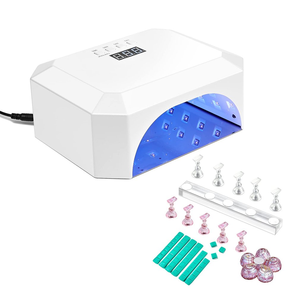 Makartt Nail Stand for Press On Nails Display Practice Art Painting Magnetic Fake Nail Holder Bundle With Eloisee 36W UV LED Nail Lamp, UV Light for Nails Professional Curing Lamp
