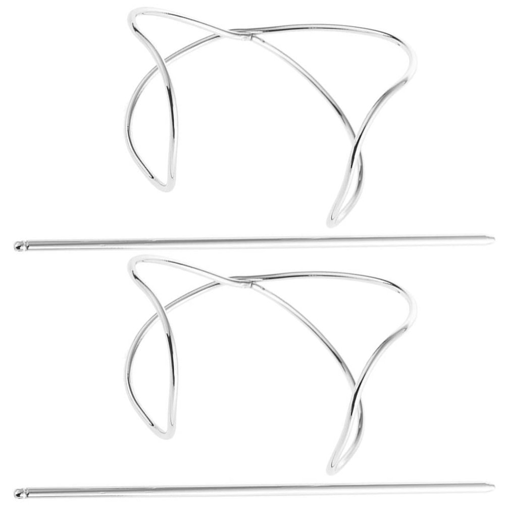 OSALADI 2pcs Irregular Curved Metal Hairpins Bun Maker for Thick Hair Elegant Hair Cuffs for Updos and Casual Styles