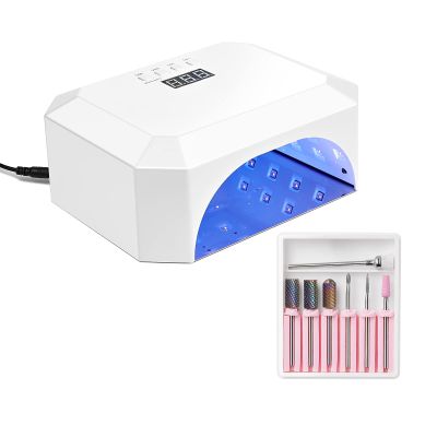 Makartt Nail Drill Bits, 7Pcs Tungsten Carbide Diamond Ceramic Nail Drill Bit Set For Acrylic Nails Bundle With Eloisee 36W UV LED Nail Lamp, UV Light for Nails Professional Curing Lamp