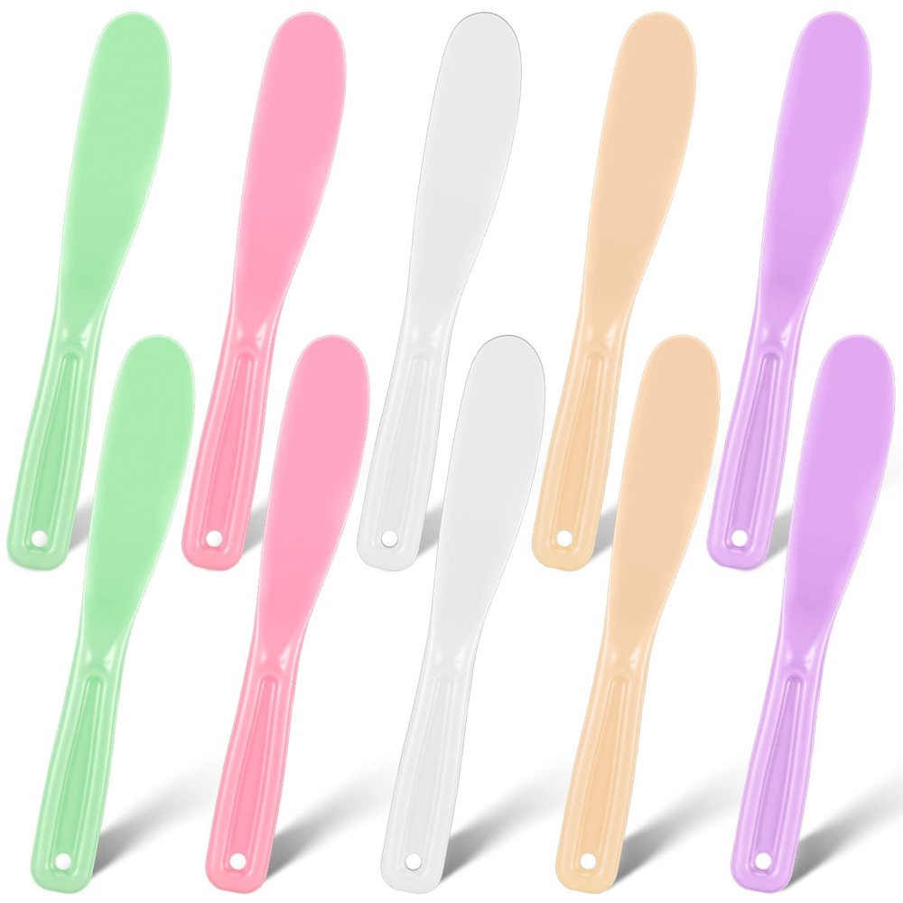10 Pcs Plastic Cosmetic Spatula Jelly Mask Skincare Lotion Disposable Spatulas for Facials Face Mask Applicator Makeup Scoop Tools(Colorful)