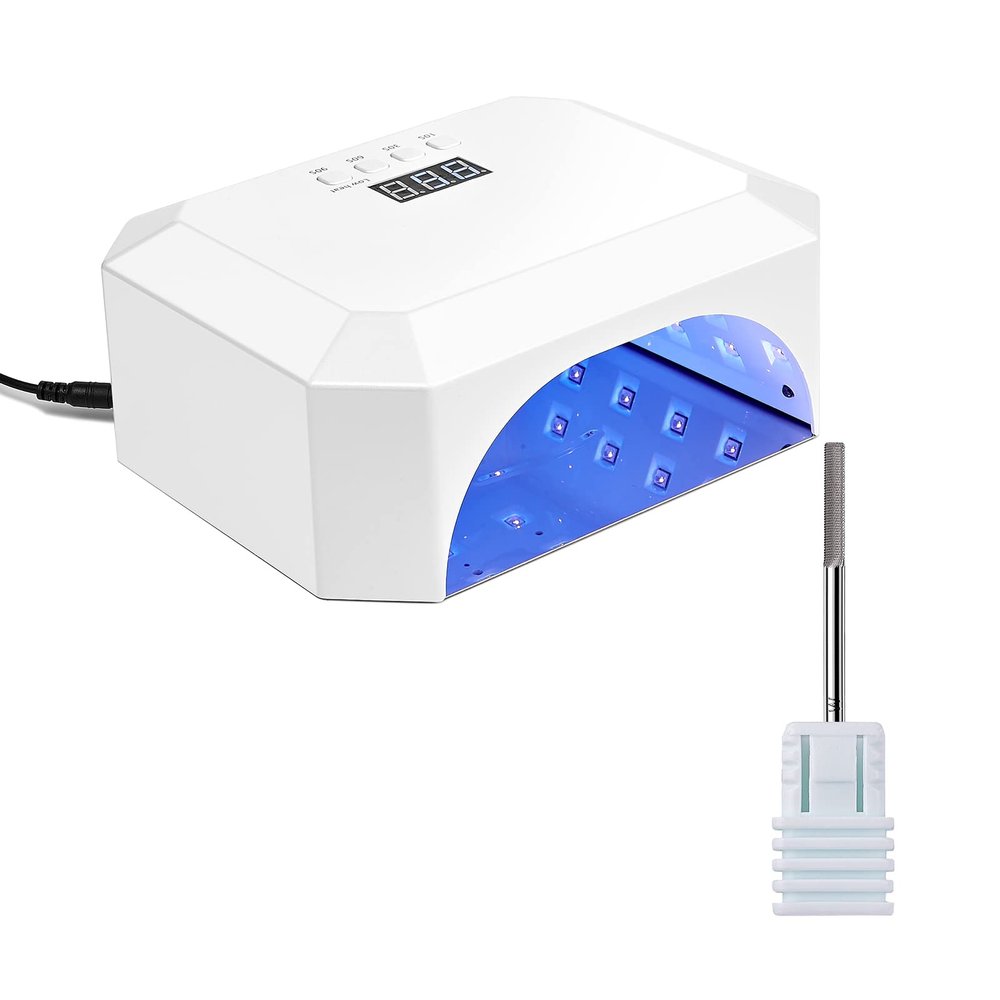 Makartt Nail Drill Bit - 3XF Nature Nail Buffer Bit for Cuticle Remove Bundle With Eloisee 36W UV LED Nail Lamp, UV Light for Nails Professional Curing Lamp