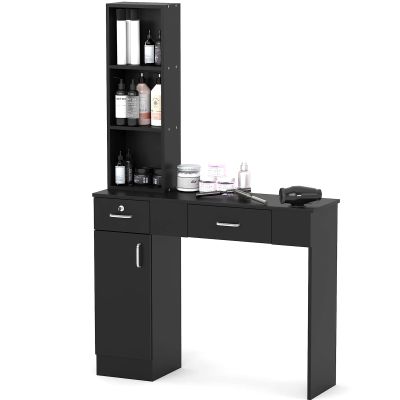 Waktavel Modern Compact Salon Station No Mirror, Locking Beauty Spa Styling Station for Hair Stylist with Ample Storage - Ideal for Home Salon, Bedroom, Bathroom, Hairdresser