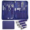 Manicure Set Personal Care Mens Grooming Kit, 30 in 1 Professional Manicure Kit Pedicure Kit, Nail Clippers for Men and Beauty Tool Portable Set, with Luxurious Travel Case (Blue) view 1