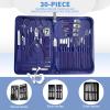 Manicure Set Personal Care Mens Grooming Kit, 30 in 1 Professional Manicure Kit Pedicure Kit, Nail Clippers for Men and Beauty Tool Portable Set, with Luxurious Travel Case (Blue) view 2