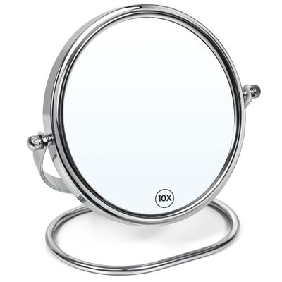 Portable Folding Travel Makeup Mirror,1X/10X Magnifying Vanity Mirror,6 Double-Sided 360 Swivel,Handheld & Wall Hanging Metal Mirror for Home and On-the-Go Use,Travel Storage Bag Included,No Light