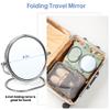 Portable Folding Travel Makeup Mirror,1X/10X Magnifying Vanity Mirror,6 Double-Sided 360 Swivel,Handheld & Wall Hanging Metal Mirror for Home and On-the-Go Use,Travel Storage Bag Included,No Light view 3