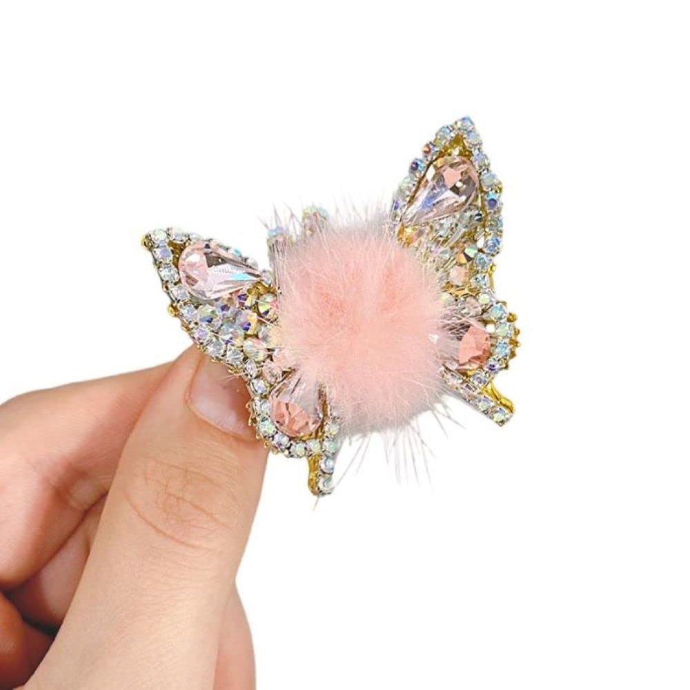 LRGKMCWTOB Butterfly Hair Pins Bride Wedding Head Pieces Hair Accessories for Women Girls Hairpins Decorative Moving Flying Butterfly Shiny Hair Clips Barrettes 1PcsPink