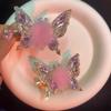 LRGKMCWTOB Butterfly Hair Pins Bride Wedding Head Pieces Hair Accessories for Women Girls Hairpins Decorative Moving Flying Butterfly Shiny Hair Clips Barrettes 1PcsPink view 2
