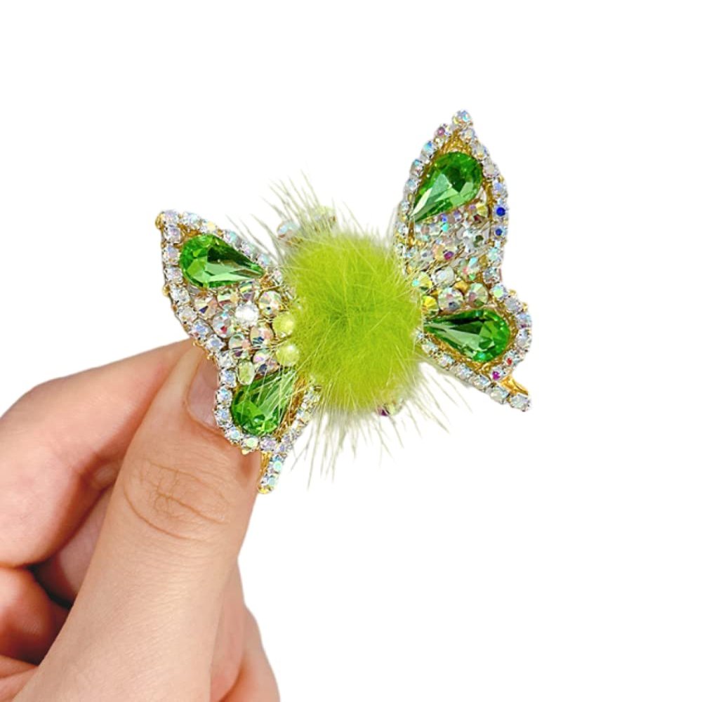 LRGKMCWTOB Butterfly Hair Pins Bride Wedding Head Pieces Hair Accessories for Women Girls Hairpins Decorative Moving Flying Butterfly Shiny Hair Clips Barrettes 1PcsGreen
