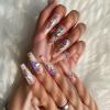 FRUJCDKI 24pcs French Nude White Ballerina Flash Diamond Crystal Long Glossy Coffin Flash Fake Nails Press on Nail False Tips Manicure for Women and Girls (Nude) view 1