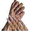 FRUJCDKI 24pcs French Nude White Ballerina Flash Diamond Crystal Long Glossy Coffin Flash Fake Nails Press on Nail False Tips Manicure for Women and Girls (Nude) view 3