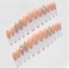 FRUJCDKI 24pcs French Nude White Ballerina Flash Diamond Crystal Long Glossy Coffin Flash Fake Nails Press on Nail False Tips Manicure for Women and Girls (French Color Diamond) view 3