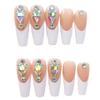 FRUJCDKI 24pcs French Nude White Ballerina Flash Diamond Crystal Long Glossy Coffin Flash Fake Nails Press on Nail False Tips Manicure for Women and Girls (French Color Diamond) view 4