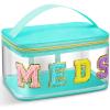 Geetery Chenille Letter Bag, Meds Cheer Travel Cases Cheerleader Gifts Cosmetic Bag Nylon Makeup Portable Preppy Patch with Zipper Toiletry Storage Case for Women(Green,Meds) view 1