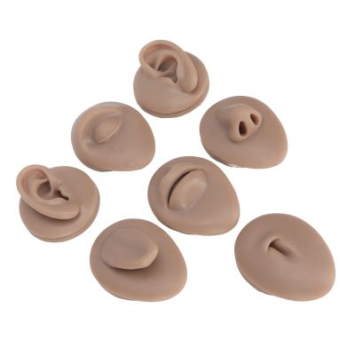 Body Piercing Practice Model, Silicone Ear Eye Nose Mouth Tongue and Belly Button Model for Novice Piercer (Dark Skin Colour)