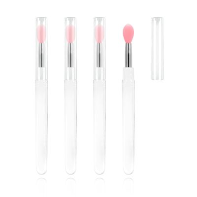 Zvrlampro Silicone Lip Brush, 4pcs Pink Lip Gloss Wands with Cap, Soft Silicone Bristles, 6 Inch Length, For Lip Gloss, Cream, Mask Oil