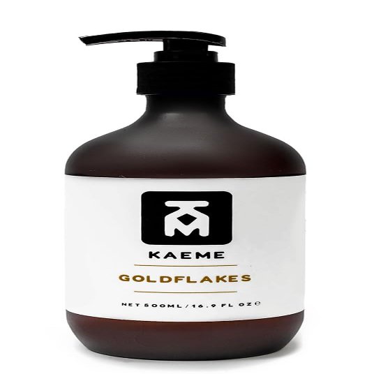 KAEME GOLDFLAKES BLACK SOAP BODY WASH-Plant Based, Handmade, Sulphate,Paraben, Dye Free, Nourishing and Soothing Formula|Ose Dudu|Pimple|Eczema|Acne, Anti-Bacterial and Herbal|Rashes-500mL /16.9Fl oz)