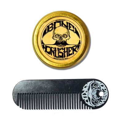 THE VINTAGE GROOMING CO. Bone Crusher Extra Firm Extra Strong Hold Mustache Wax and Death Grip Pocket Keychain Comb Set