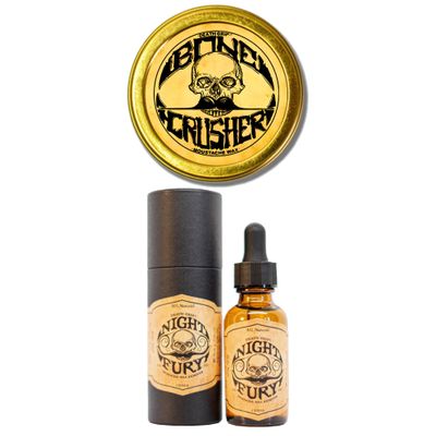 THE VINTAGE GROOMING CO. Bone Crusher Extra Strong Mustache Wax and Night Fury Mustache Wax Remover Oil Set
