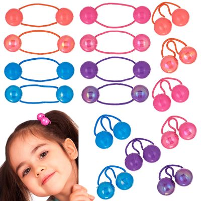 16pc Ponytail 24MM Balls Hair Elastics Collection Brightly Colored Ponytail Balls For Girls And Toddlers