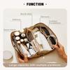 EACHY Travel Makeup Bag,Large Capacity Cosmetic Bags for Women,Waterproof Portable Pouch Open Flat Toiletry Bag Make up Bag with Divider and Handle, Gifts for Women (Brown, Medium) view 2