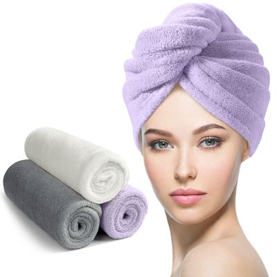 YFONG Larger Microfiber Hair Towel Wrap for Women, Purple, 30" X 10.2"