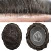 Mens Toupee Human Hair All V-Looped Men's Hair Piece 0.04mm Ultra Thin Skin Hair Replacemnt System Toupee for Men (8"X10", 1B20# 1B# Off Black+20% Sythetic Grey-100% Light to Medium Density) view 1