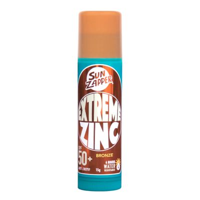 Sun Zapper (Bronze) Extreme Zinc Mineral Sunscreen Stick  SPF 50+ UVA/UVB Protection  Bronze/Darker Skin Tone  Made in Australia