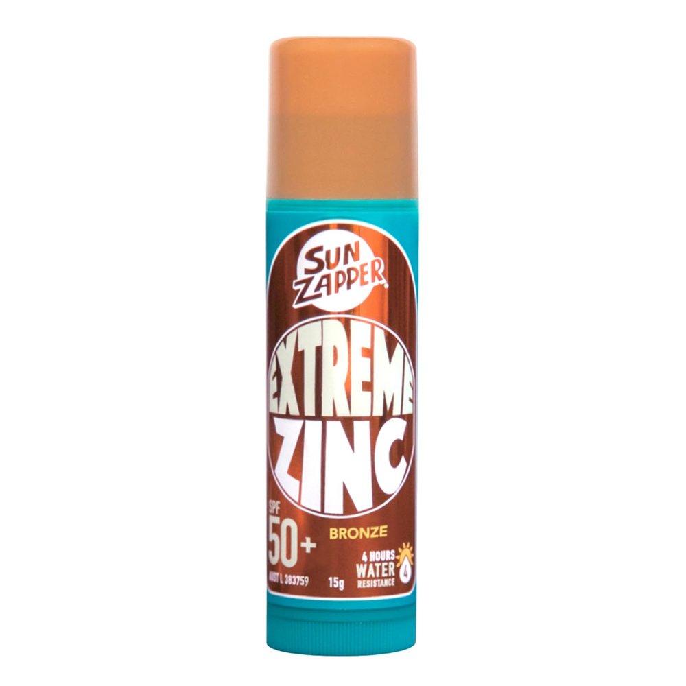 Sun Zapper (Bronze) Extreme Zinc Mineral Sunscreen Stick SPF 50+ UVA/UVB Protection Bronze/Darker Skin Tone Made in Australia