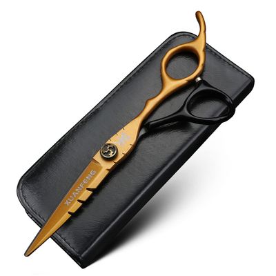 XUANFENG Black Gold Hair Scissors 6 inch 9CR18 Steel Hairdresser Professional Cutting Scissors and thinning Scissors (Cutting Scissors)