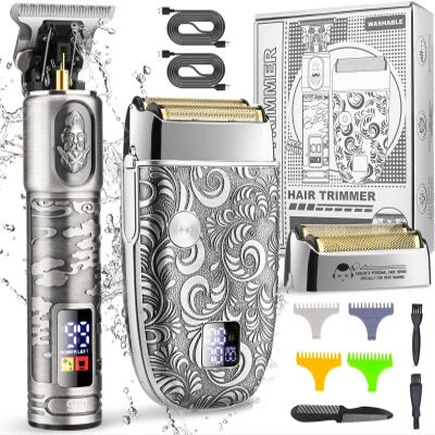 Suttik Foil Shavers for Men Electric Razor, Clippers and Trimmer for Men with LED Display, Waterproof