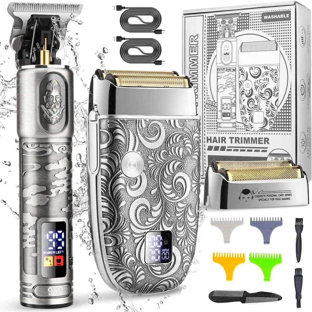 Suttik Foil Shavers for Men Electric Razor, Clippers and Trimmer for Men with LED Display, Waterproof