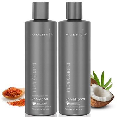 MOEHAIR Duo Pack (Hair Guard Shampoo & Conditioner) | Stimulates Hair Follicles | Prevents Hair Thinning | Strengthens Hair | Repairs Damaged Hair | Paraben & Sulfate Free (12 Fl. Oz)