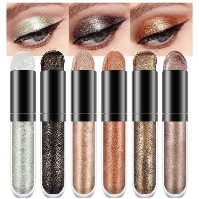 evpct 6 Colors Gold Liquid Glitter Shimmer Eyeshadow Set for Eyes Silver Shimmer Sparkle Shiny Light Glitter Metallic Pigment Colorful Eye Shadow Liner Makeup Palette Kit Quick Drying Longwearing A