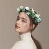 Keebgyy Adjustable Flower Crown Wedding Hair Wreath, Crown Floral Headpiece for Women Girls Bridal, Boho Style Rose Hair Flower Wreath for Wedding Party Family view 4