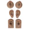 3 Pairs of Silicone Ear Model, Soft and Flexible Simulation Human Ear Model for Piercing Practice, Jewelry Display, Human Ear Model (Dark Skin Colour) view 1